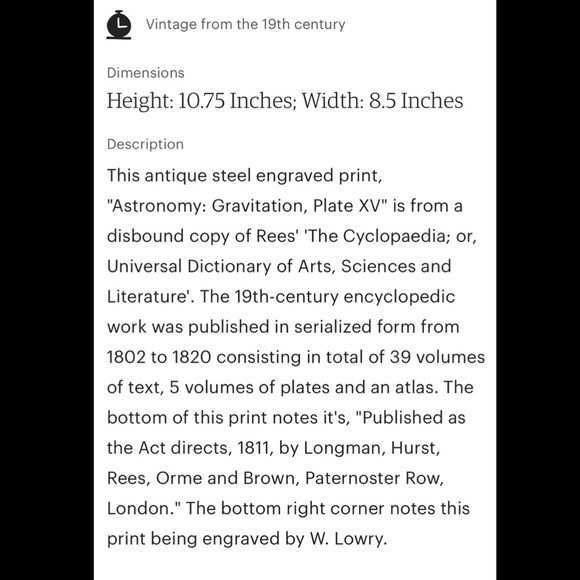 Antique Print. Astronomy. Plate XV, Gravitation - Picture 3 of 4